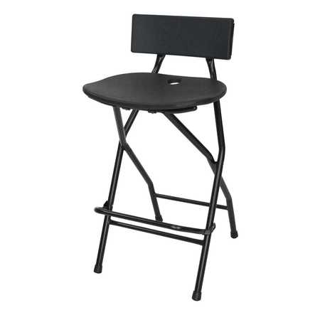 Atlas Commercial Products Folding Bar Stool with Backrest, Black FBS2BLCK